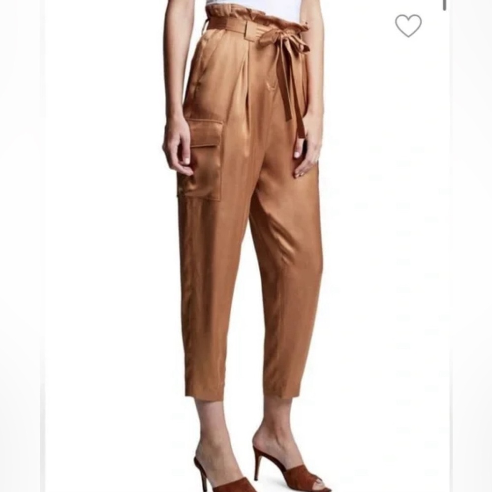 L’Agence Roxy Paperbag Satin Crop Cargo Pants